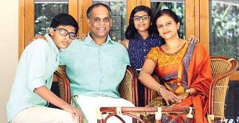 Anthony Thomas and Neetu with children Michael and Maria at their home ‘Parinthirickal’ in Mannanthala Kaviyoor Santhosh
