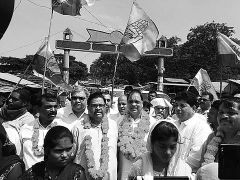 Congress leaders during the padayatra on Tuesday | EPS