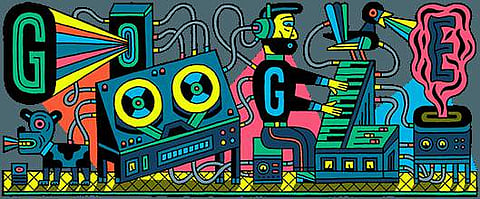 Google Doodle gives tribute to composers Werner Meyer-Eppler, Robert Beyer, and Herbert Eimert who created the concept for concept for a studio to create electronic music. (Photo | Google)