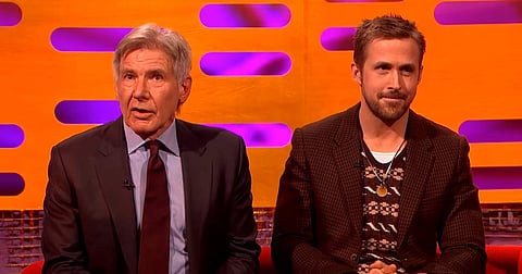 Veteran actor Harrison Ford couldn't remember the name of his 'Blade Runner 2049' co-star Ryan Gosling during a show. (Photo | youtube screengrab/BBC America)