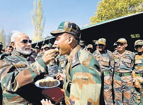Modi celebrates Diwali with jawans at Gurez in J&K