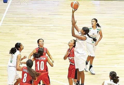 Action from the match between India and Nepal during the FIBA U-16 Women’s Asia Championship Division B 2017 in Bengaluru on Sunday | JITHENDRA M