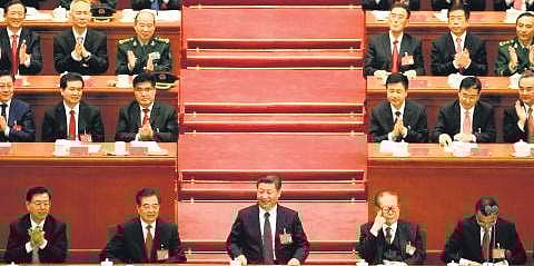 Xi Jinping addressing the Communist Pa rty of China congress in Beijing