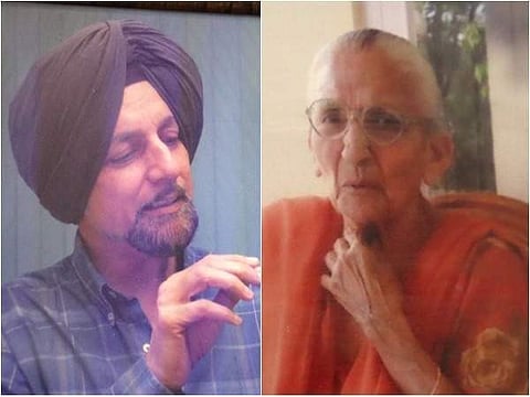 Senior journalist K J Singh and his mother Gurcharan Kaur. | File Photo