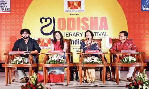Amartya Bhattacharya, Anu Choudhury, Malabika Ray and Sabyasachi Mohapatra at the session on ‘Odia Cinema: Glorious Past but Future Uncertain’ | Express