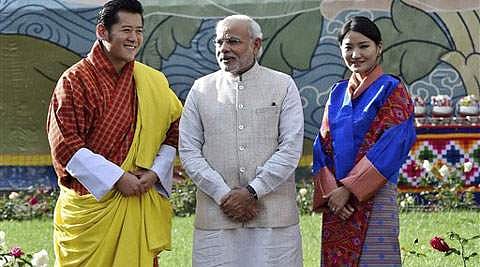 Throwback to Bhutan King's last Indian visit | PM Modi, Jigme Khesar Namgyel Wangchuck and his queen, Jetsun Pema, pose for a photograph.
