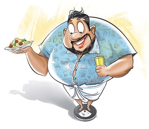 Men inch closer to women, in waistline