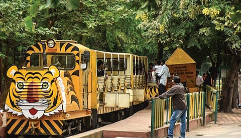 Three-coach toy train that is presently being operated at Nehru Zoological Park | vinay maddapu