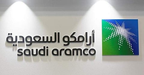 Logo of Saudi Aramco is seen at the 20th Middle East Oil & Gas Show and Conference (MOES 2017) in Manama, Bahrain. (File photo | Reuters)