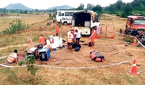 Security personnel investigating at the spot where parachutes were found on Sunday | Express