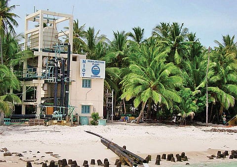 A view of desalination plant set up by NIOT in Kavaratti Island in Lakshadweep