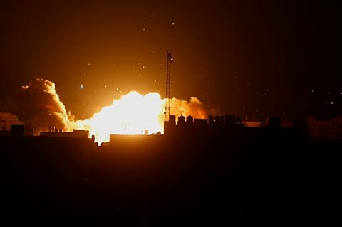 A ball of fire rises following an air strike. (File | AP)