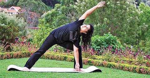 Tone down with the triangle pose