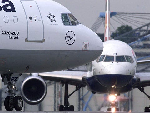 Representational image. Aircraft on the taxiway in 2000 at the international airport in Duesseldorf, Germany. At left is an Airbus A320-200 of Lufthansa, and at right is a Boeing 757 of Deutsche BA.