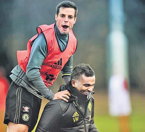 Vinay Menon with Chelsea great John Terry (top) and Cesar Azpilicueta | INSTAGRAM