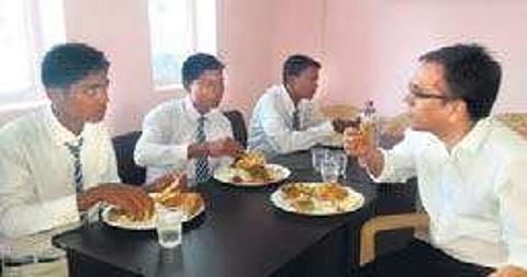 Collector Saurabh Kumar counsels students over lunch