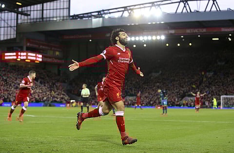 Liverpool's Mohamed Salah celebrates scoring his side's second goal against Southampton | AP
