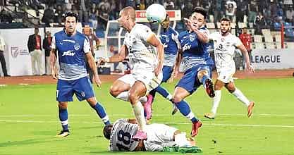 BFC’s Sunil Chhetri in action against Mumbai City FC on Sunday | JITHENDRA M