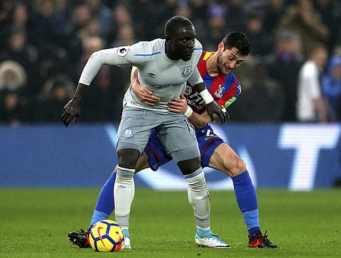 Everton's Oumar Niasse (in white) during Saturday's EPL clash against the Eagles | AP