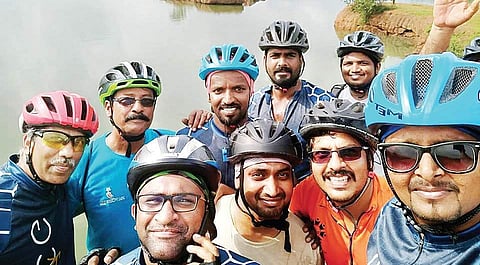 Members of the group during their off-road expedition to the Sunday Village