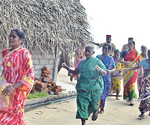 In this 2012 image, residents participating in the Tsunami drill at Pilliachavady village on Wednesday. (File Photo)