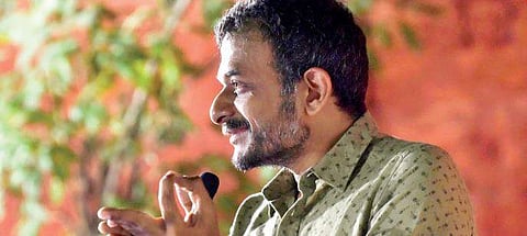 Ramon Magsaysay awardee, TM Krishna speaking at the book release at Vidyaranya school, in Hyderabad on Friday | vinay madapu