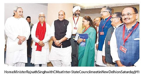 Home Minister Rajnath Singh with CMs at Inter-State Council meet in New Delhi on Saturday | PTi