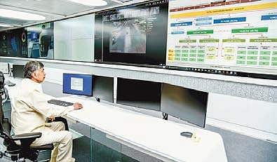 Chief Minister N Chandrababu Naidu at the inauguration of the real-time governance centre. A grievance cell