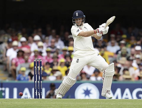England's Joe Root plays a shot against Australia during their Ashes cricket test in Brisbane, Australia, Sunday, Nov. 26, 2017. | AP