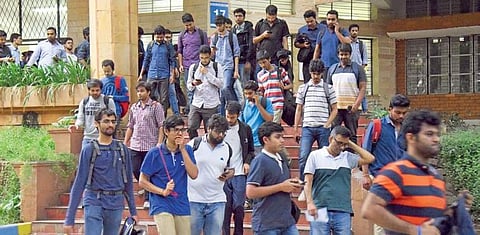 Students leave a centre after taking the CAT in Bengaluru | nagaraja gadekal