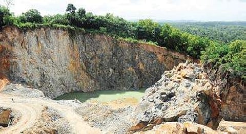 A view of one of the reportedly illegal quarries in Mookunnimala