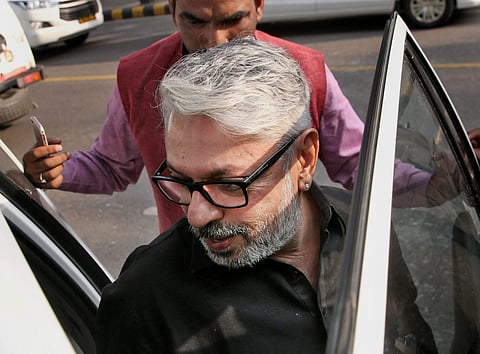 Sanjay Leela Bhansali arrives to meet a parliamentary panel in New Delhi on Thursday to discuss the controversy surrounding his upcoming movie Padmavati. (Photo | PTI)
