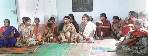 Tribal women in Adichithottil tribal colony at Malakkappara.
