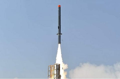 Nirbhay cruise missile being test fired from ITR off Odisha coast. (EPS)