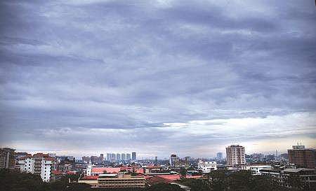 The sky was overcast throughout the day in Kochi city while it poured in the evening as cyclone Ockhi brought rain on Thursday. An aerial view of Kochi city | K Shijith
