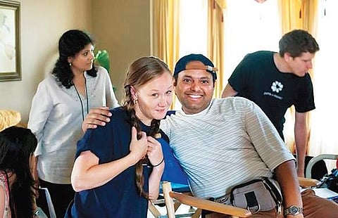 Dheepa Ramanujam (top left) on the sets of Achchamundu Achchamundu