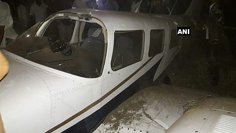 Trainer-aircraft which force-landed in Maharashtra's Dhule. (Twitter photo: ANI)