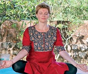 Actress Anna Ardova meditating at an Ayurvedic hospital in Udupi | Express