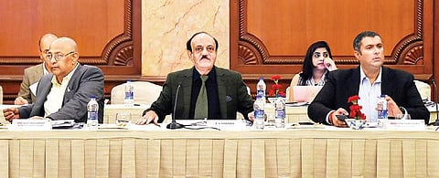 (From L) Acting BCCI secretary Amitabh Chaudhary, president CK Khanna and treasurer Anirudh Chaudhry at the board’s SGM in New Delhi on Monday | PTI