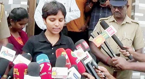 Gowsalya making a statement after the judgment on Tuesday | Express
