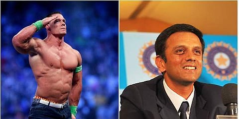 WWE star John Cena and former Indian cricketer Rahul Dravid (File | Agencies)
