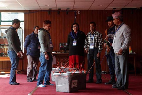 Nepalese election commission officials (Associated Press)