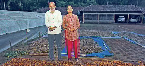 Krishna Moorthy and Ashwini K Moorthy at their Varanashi Farms in Adyanadka village in Bantwal taluk
