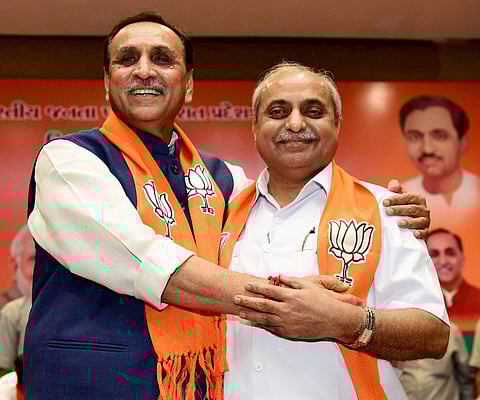 Gujarat Chief Minister Vijay Rupani and Deputy CM Nitin Patel. (File | PTI)