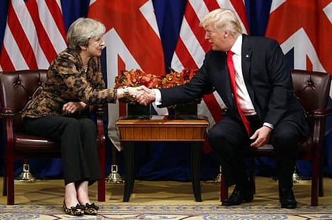 President Donald Trump and Prime Minister Theresa May. | AP