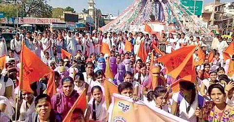 Several organisations held protests in Vijayapura demanding the arrest of rape accused on Wednesday I express