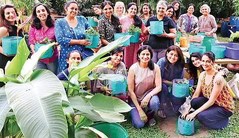 Anu Ganapathy (first row, third from left) at one of her workshops with the participants