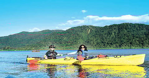 Kayaking in Lake Mapourika