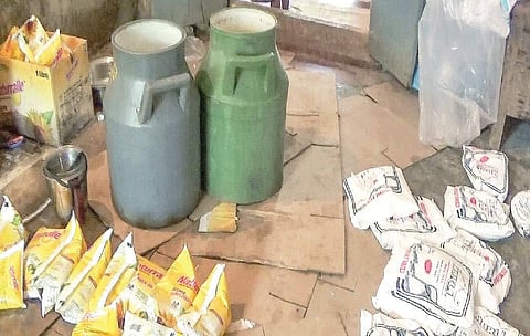 Seized spurious milk powder and other material from a dairy unit. (File | Express)