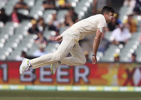 England's James Anderson bowls against Australia during the fourth day of the Ashes Test | AP